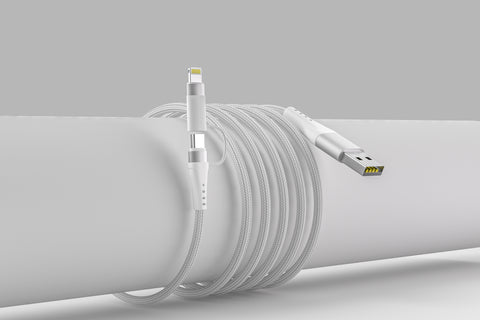 Apple MFi Certified 4 in 1 Lightning, USB-C, USB-C/USB-A Cable - White