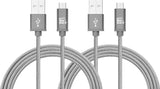 2 Pack Durable Braided Micro USB Cables (10ft)