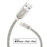 Apple MFi Certified Lightning to Metallic USB Cable (4ft)