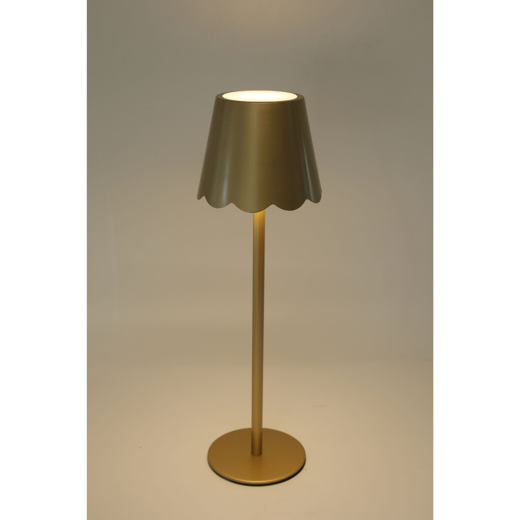 LED Lamp – Scalloped Shade – Black / Gold