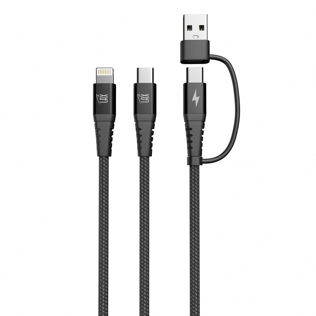 6-feet USB-A/USB-C to USB-C & Iphone - Black