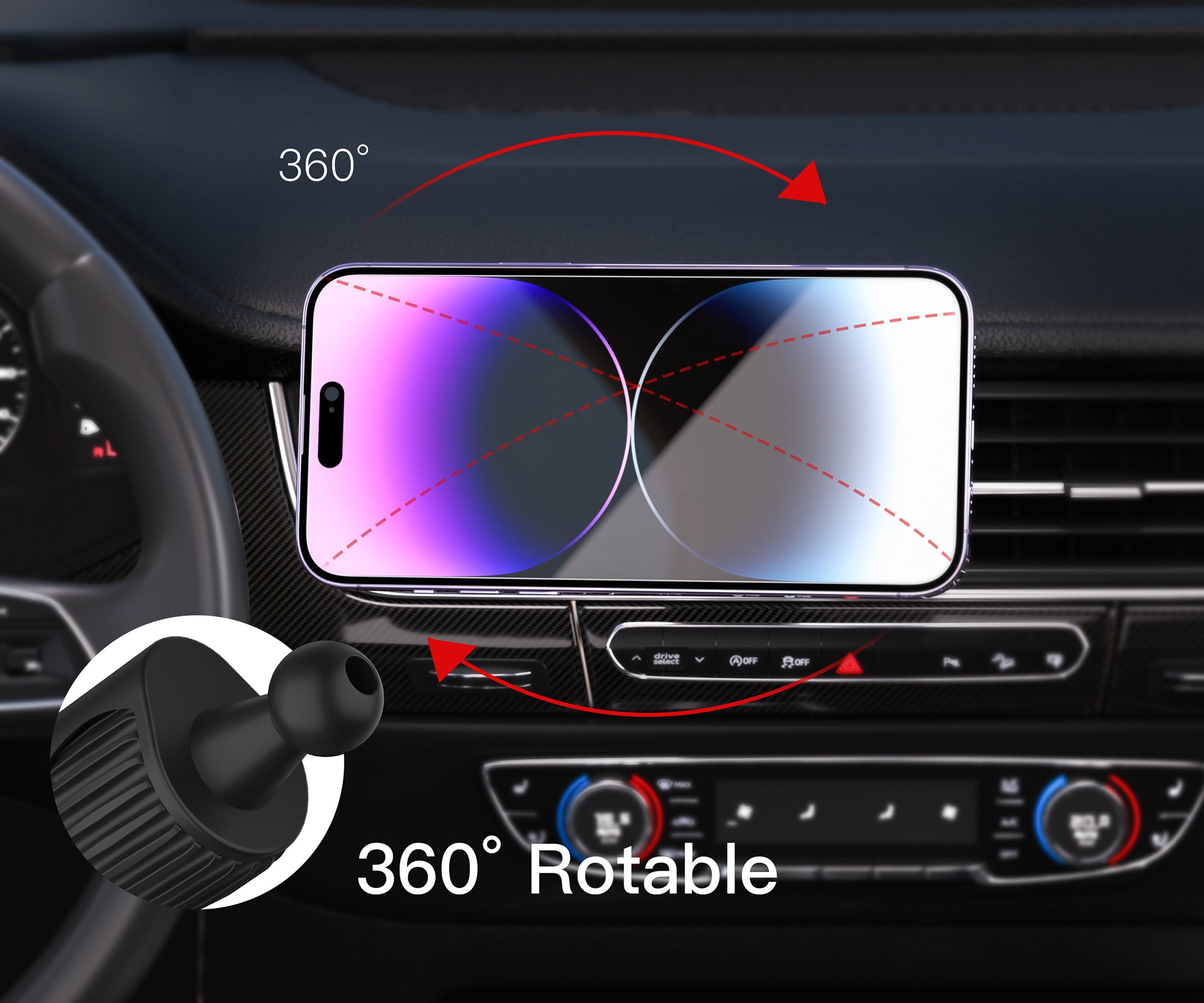 2-in-1 Wireless Charging MagSafe Compatible for iPhone and AirPods Vent Mount