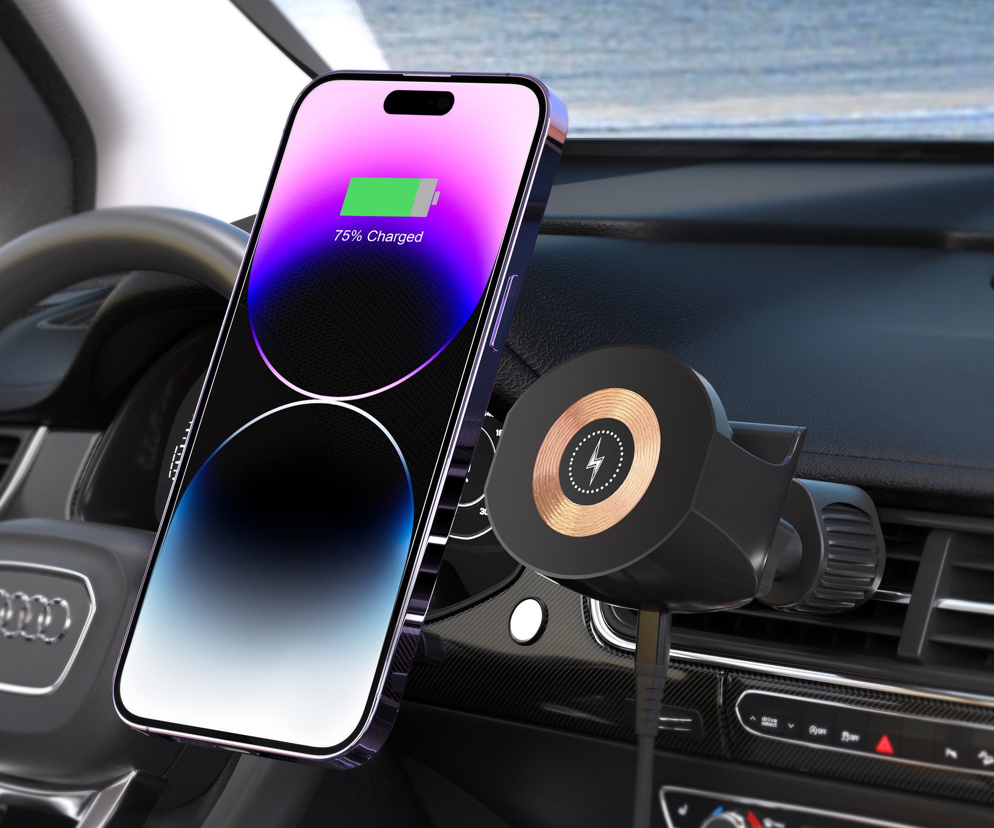 2-in-1 Wireless Charging MagSafe Compatible for iPhone and AirPods Vent Mount