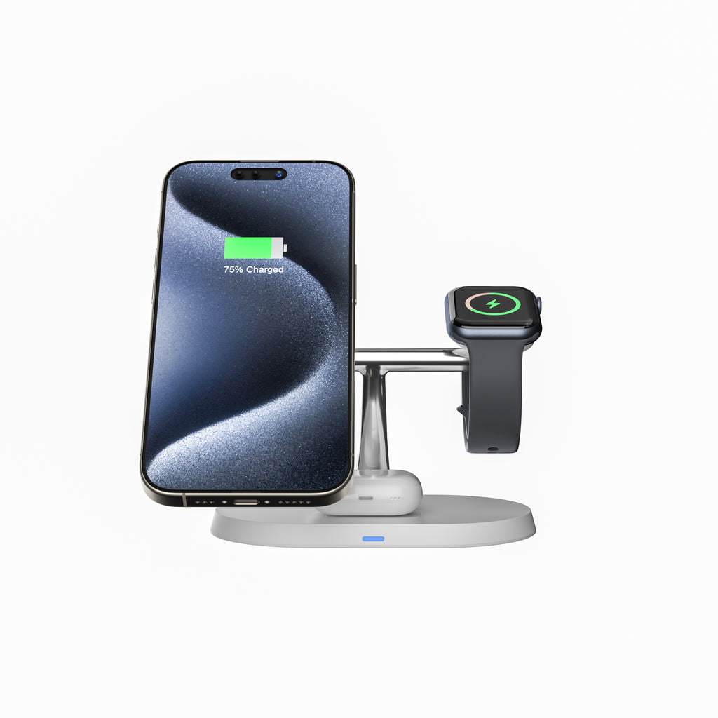 Magnetic Charging Station for iPhone, AirPods, and Apple Watch - White