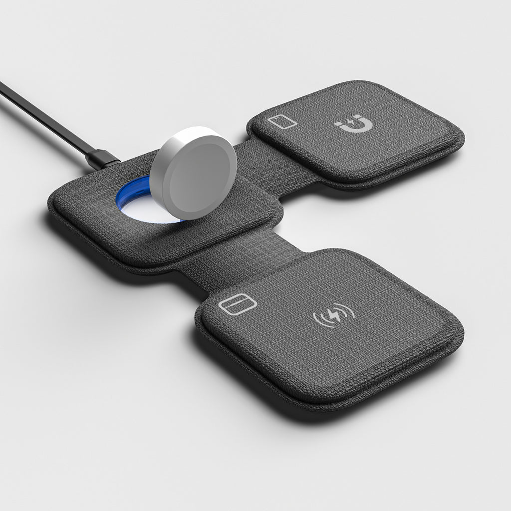 3in1 Folding Travel Wireless Charger- Black