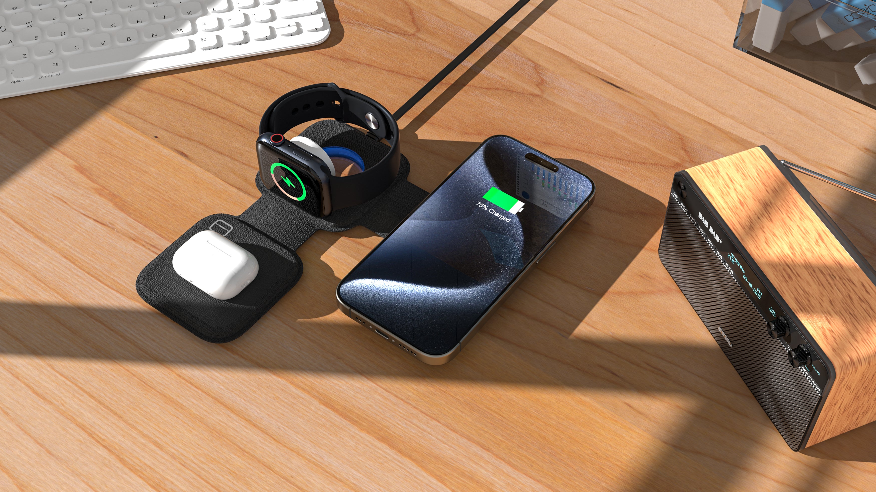 3in1 Folding Travel Wireless Charger- Black