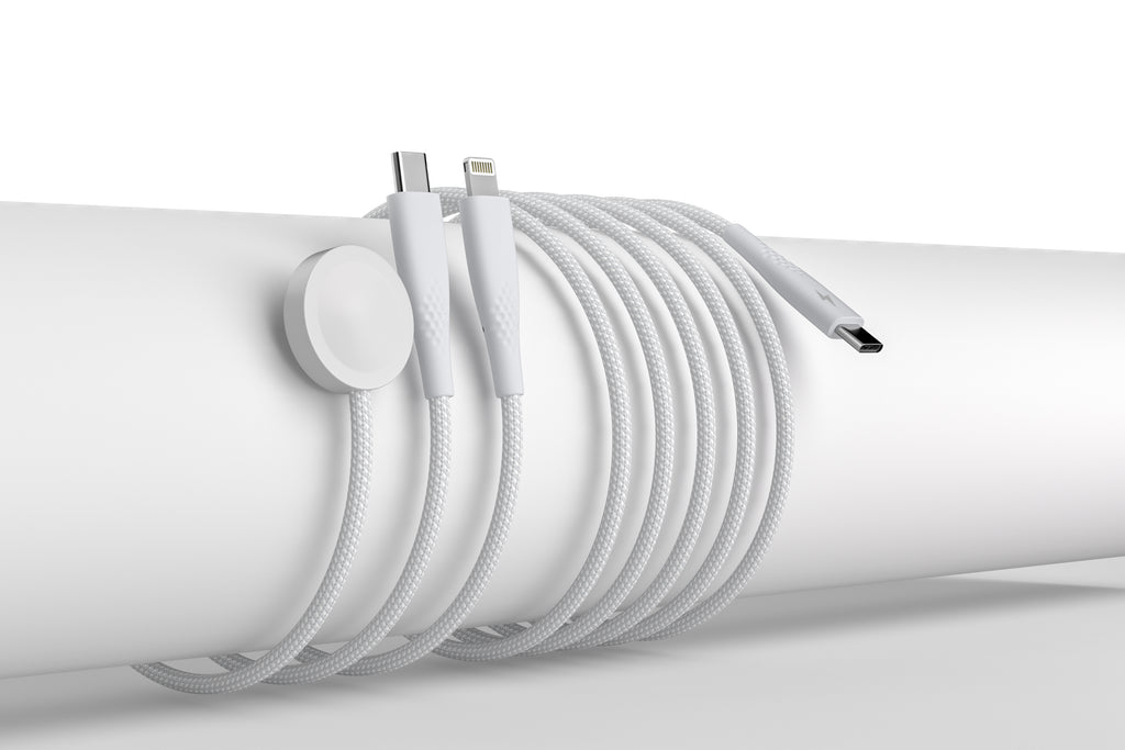3-in-1 USB-C to USB-C, Iphone & Watch Charging Cable – 6ft (Nylon Braided)