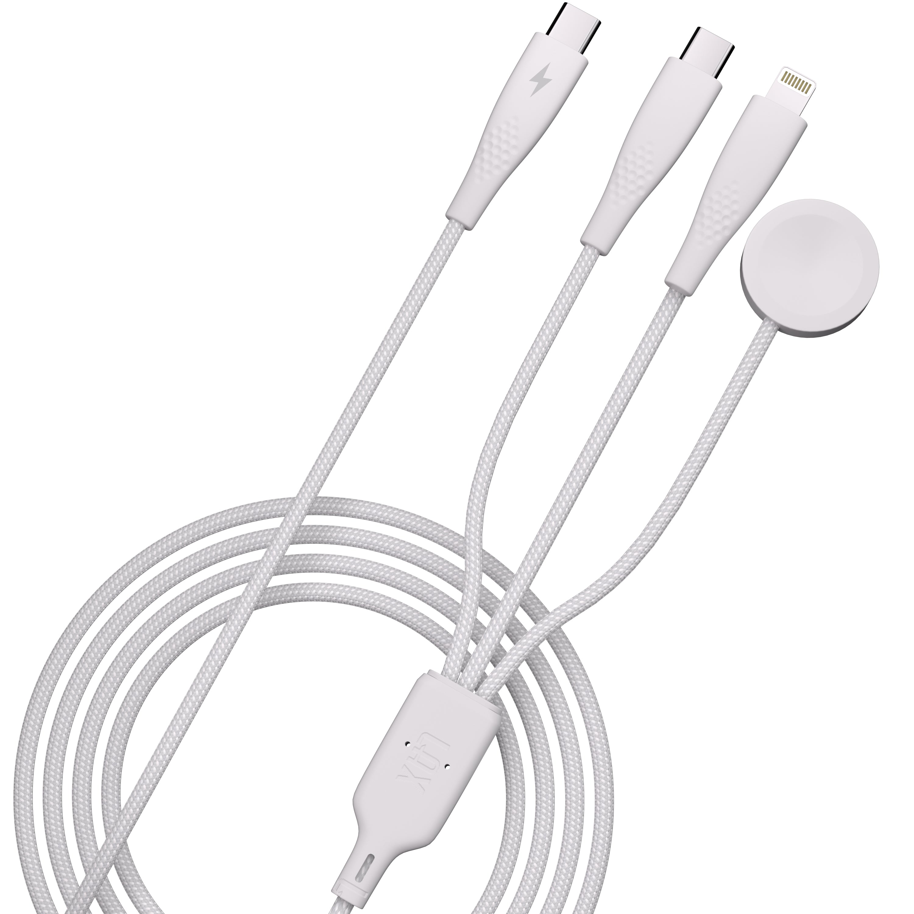 3-in-1 USB-C to USB-C, Iphone & Watch Charging Cable – 6ft (Nylon Braided)