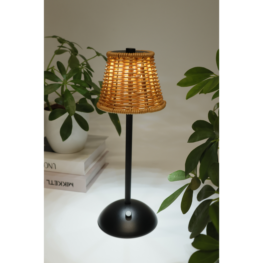 Rechargeable Rattan LED Lamp – Black or Gold