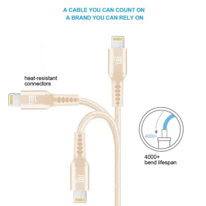 LAX Apple MFi Certified USB Iphone Cables - 6ft