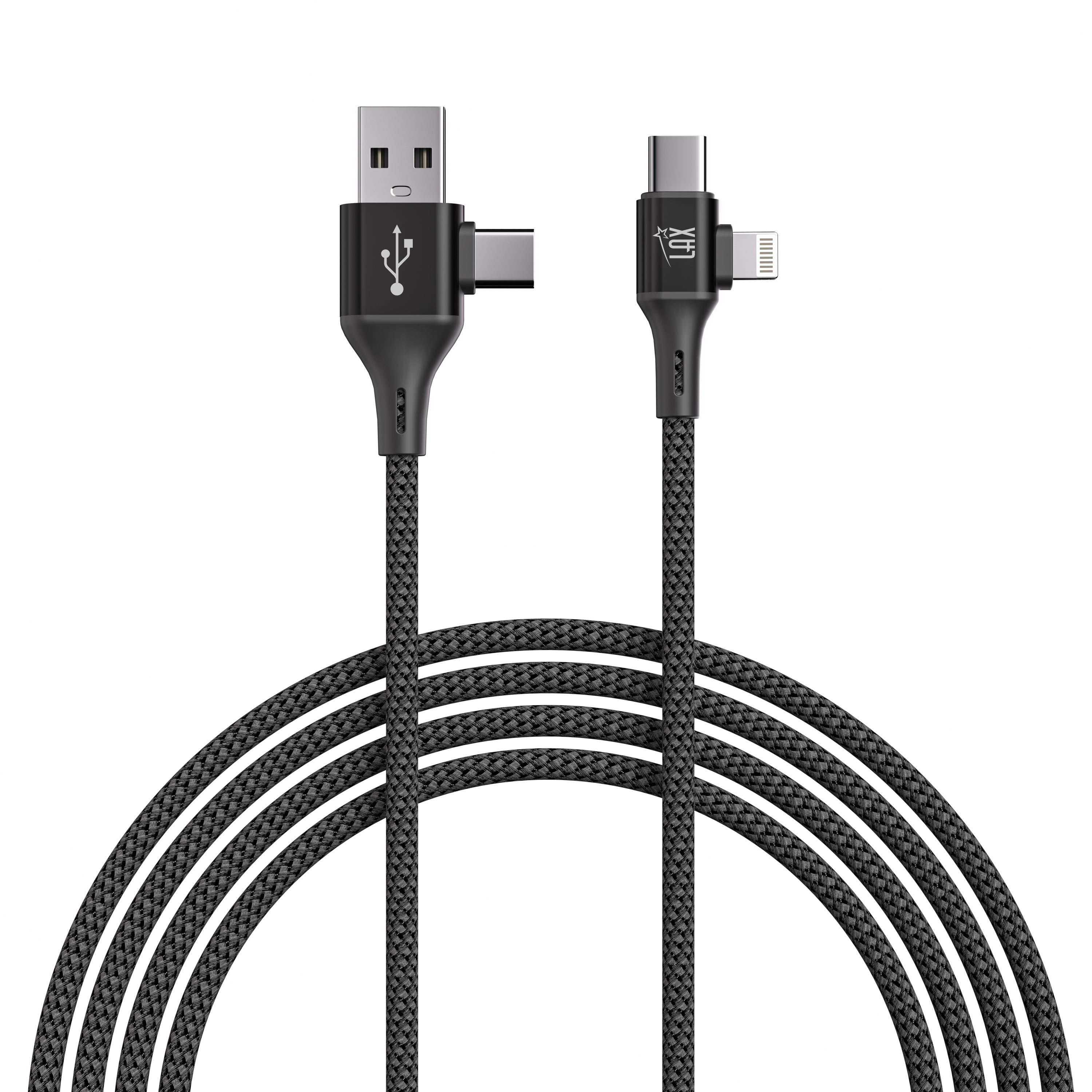 LAX 4-in-1 Angled USB Charging Cable – 6ft – 60W