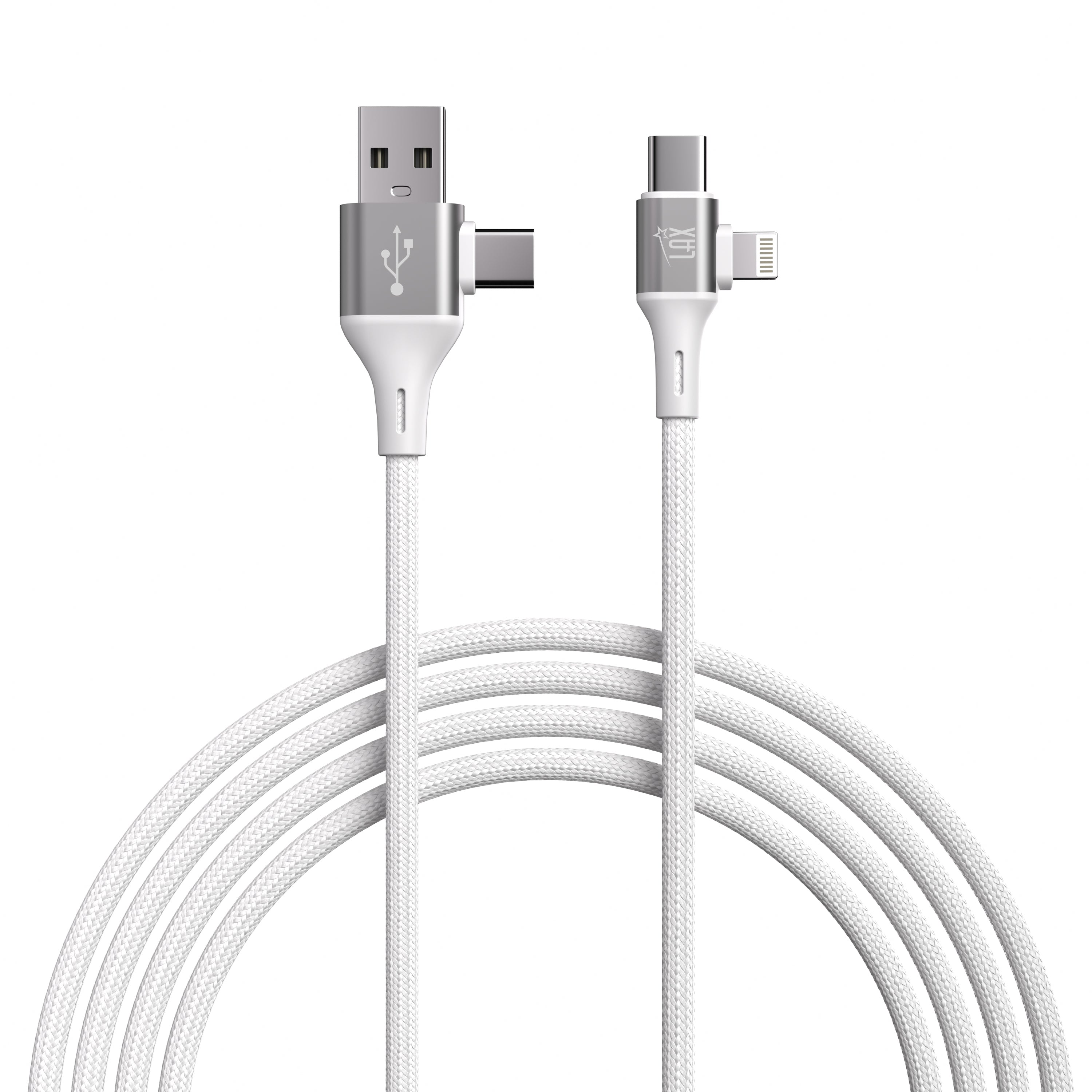 LAX 4-in-1 Angled USB Charging Cable – 6ft – 60W