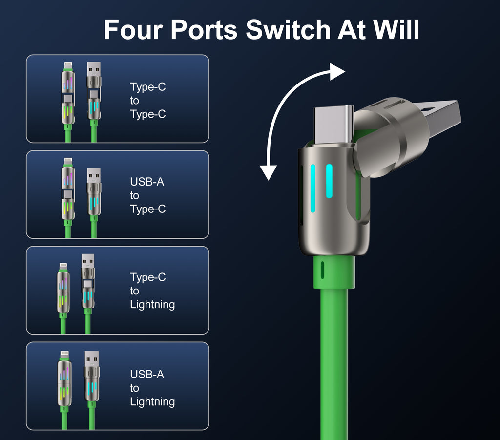 4-in-1 USB-A/C to USB-C/Iphone Cable