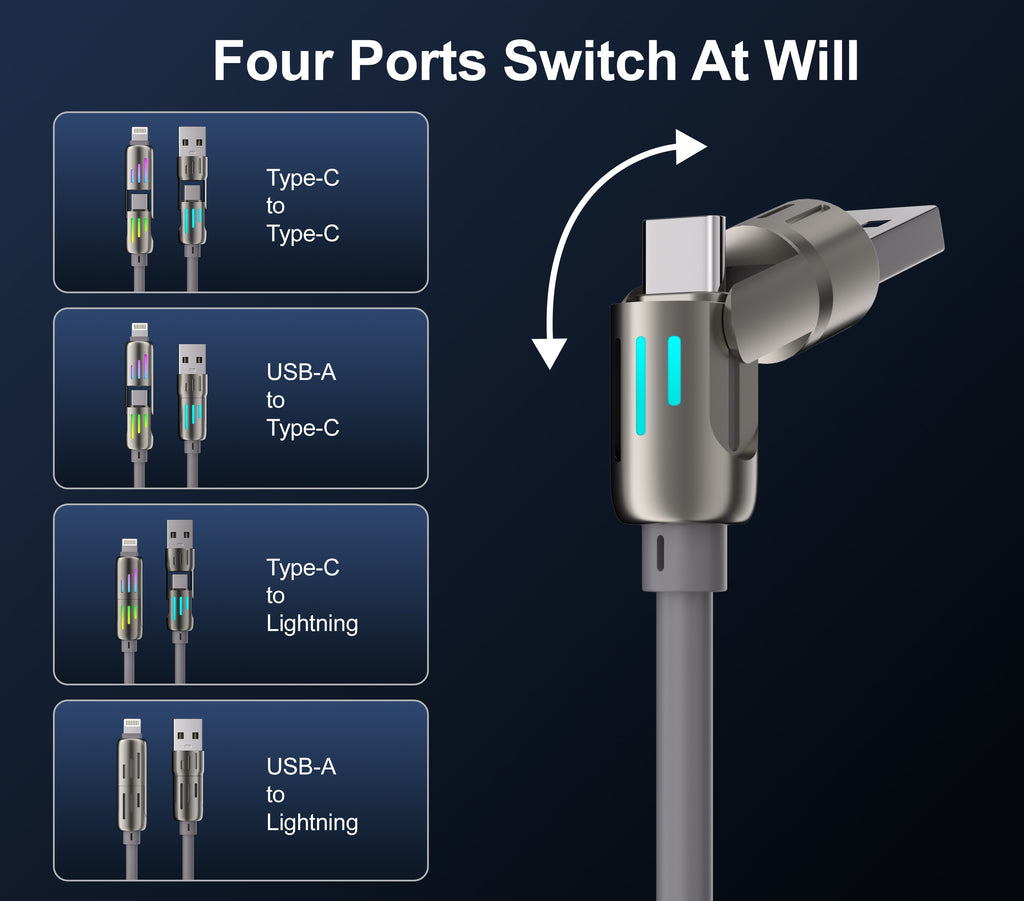 4-in-1 USB-A/C to USB-C/Iphone Cable