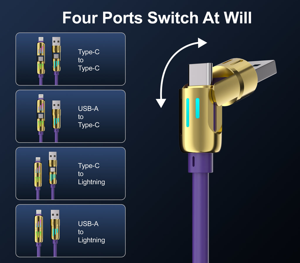 4-in-1 USB-A/C to USB-C/Iphone Cable