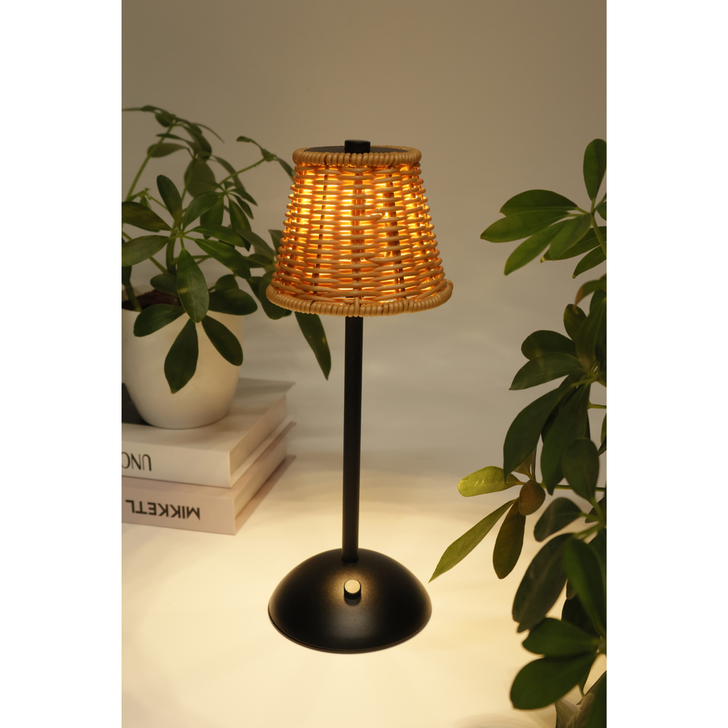 Rechargeable Rattan LED Lamp – Black or Gold