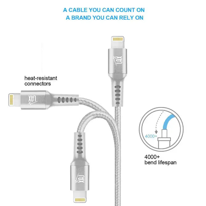 LAX Apple MFi Certified USB Iphone Cables - 6ft