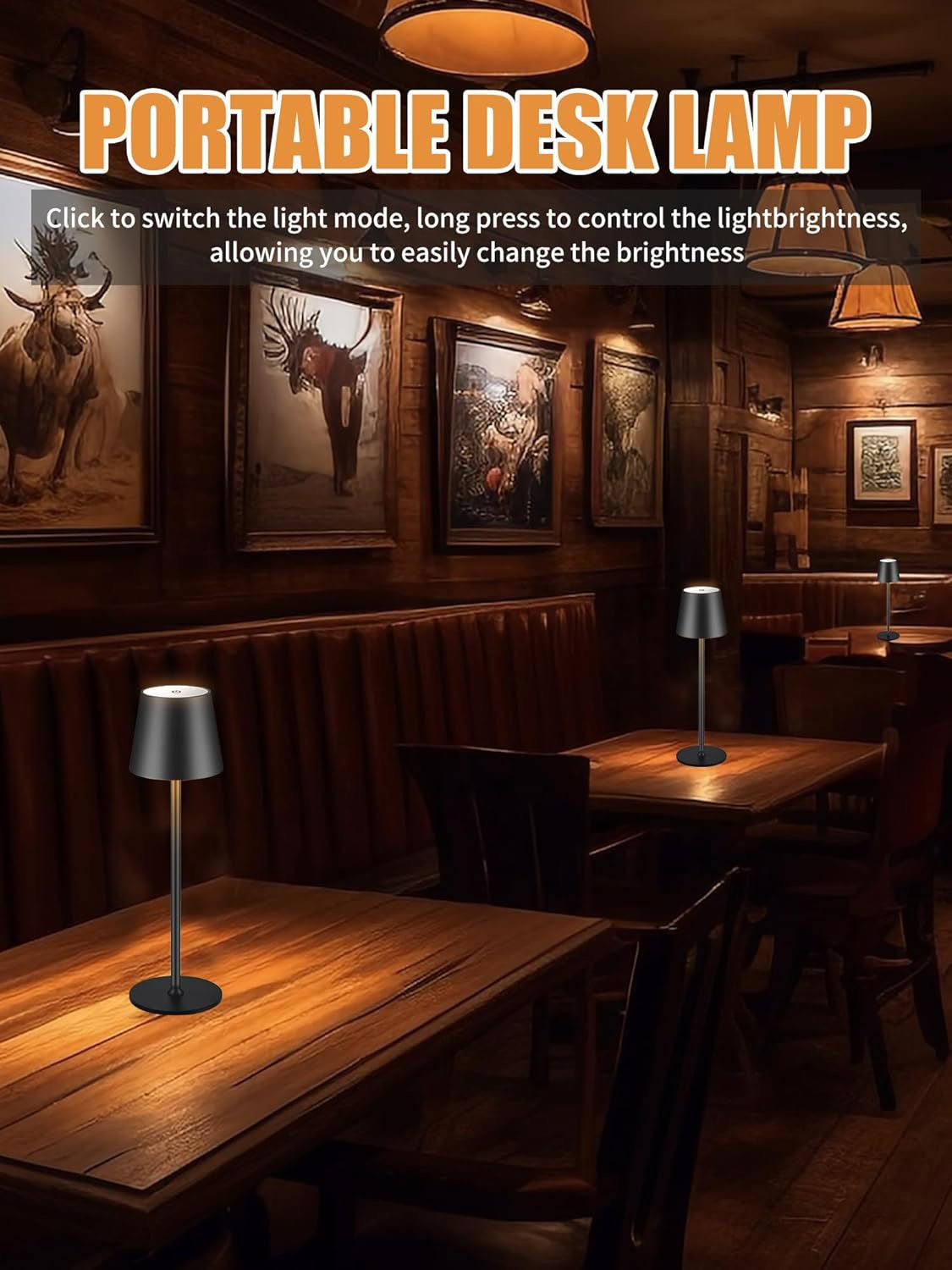 LAX Cordless Table Lamp – Portable Touch Lamp with 3 Lighting Modes & Stepless Dimming – Black & White