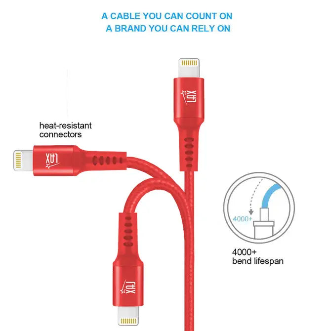 LAX Apple MFi Certified USB Iphone Cables - 6ft