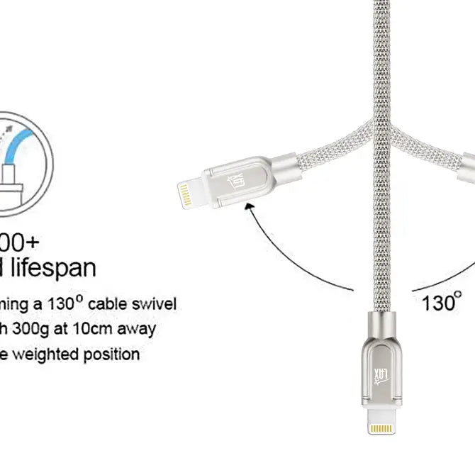 Apple MFi Certified Iphone to Metallic USB Cable (4ft)