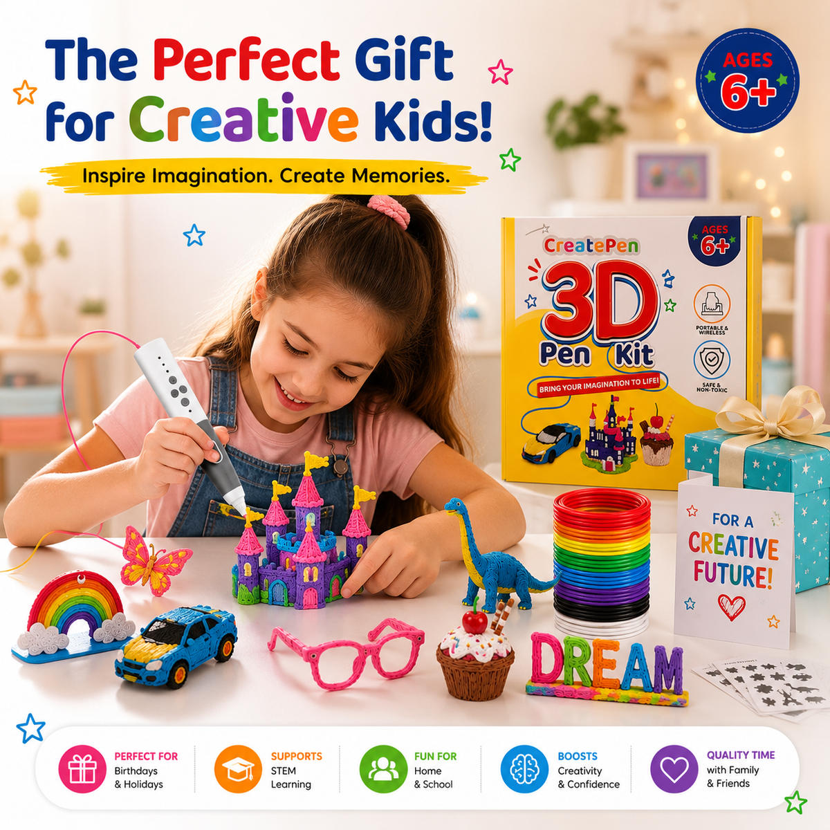 3D Printing Pen Kit for Kids – Wireless STEM Art & Craft Set