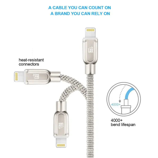 Apple MFi Certified Iphone to Metallic USB Cable (4ft)