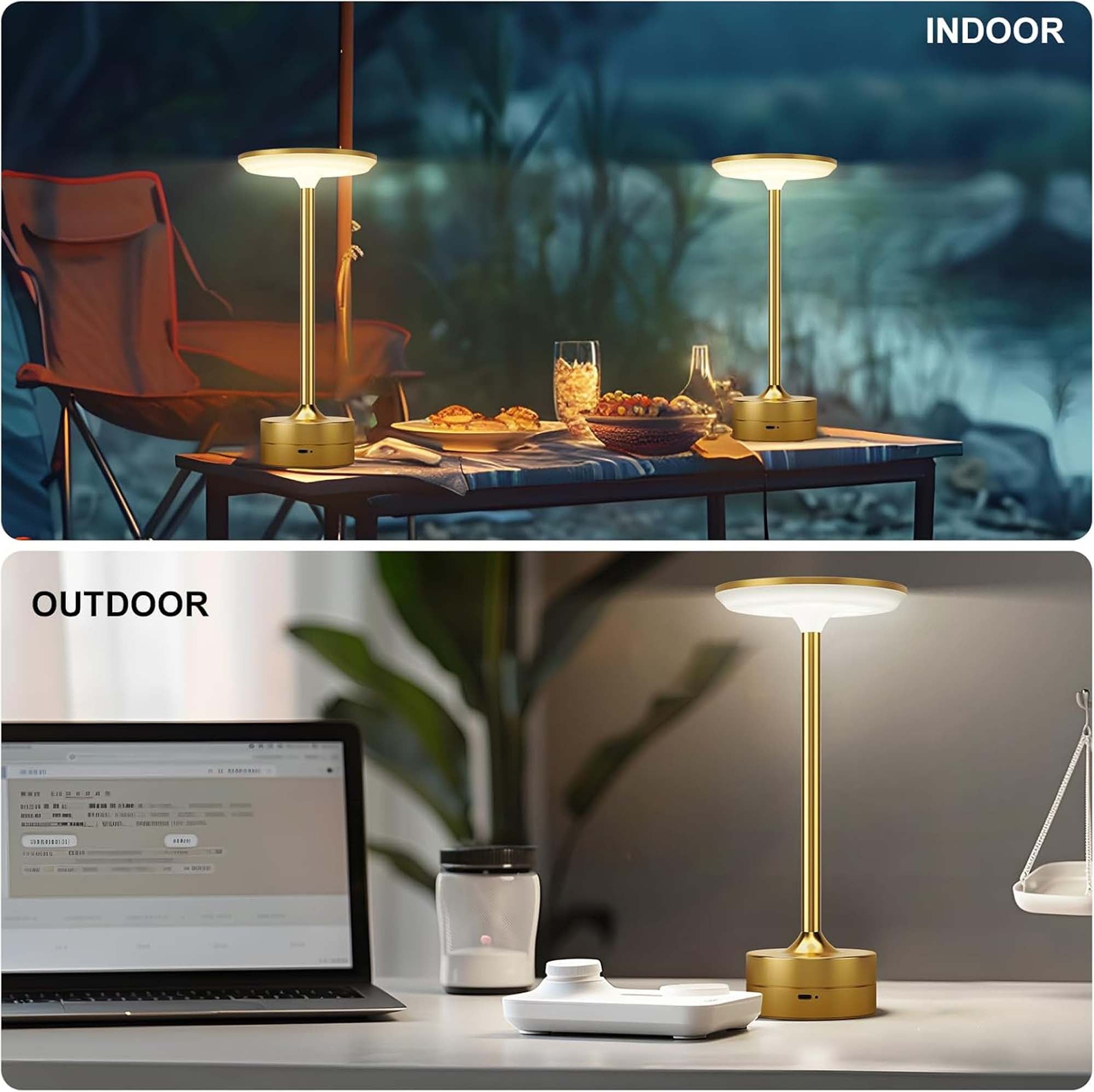 Modern Dimmable Touch LED Table Lamp – 3 Light Modes, USB-C Rechargeable, 2000mAh Battery – Warm/Cool/Mixed White – Sleek Aluminum Design for Bedroom, Office & More