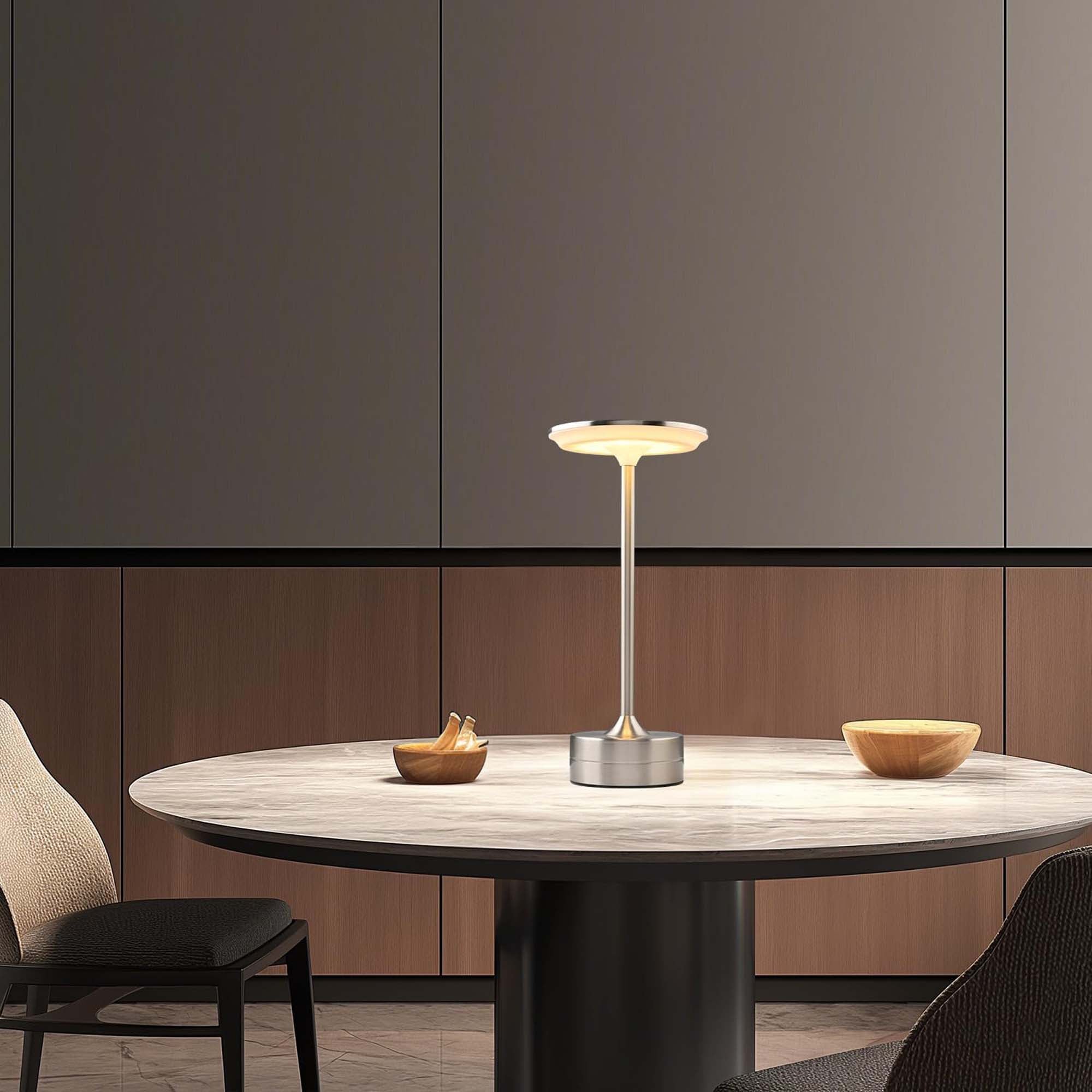 Modern Dimmable Touch LED Table Lamp – 3 Light Modes, USB-C Rechargeable, 2000mAh Battery – Warm/Cool/Mixed White – Sleek Aluminum Design for Bedroom, Office & More