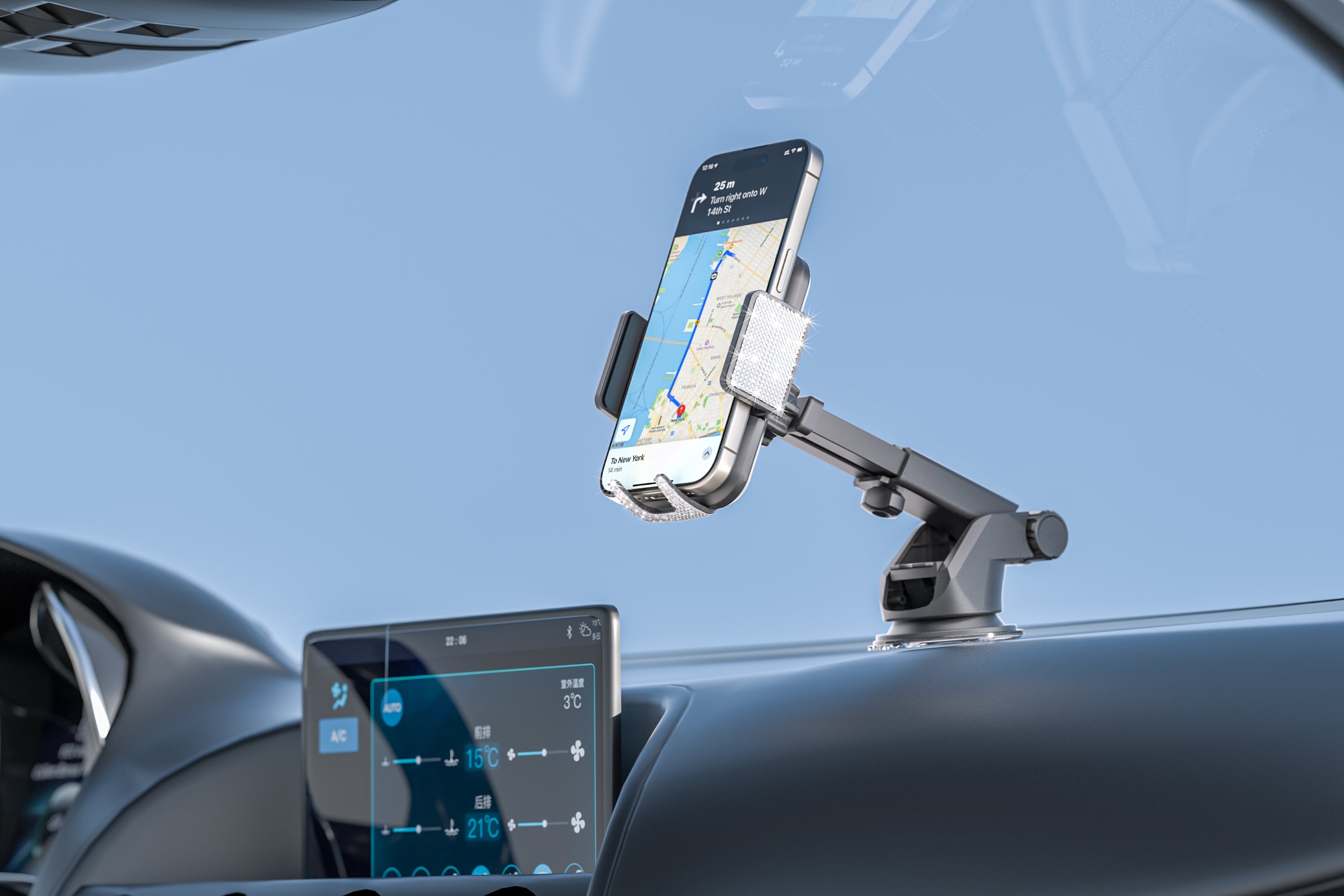 Bling Cradle Dashboard Car Mount For iPhone/Android Devices