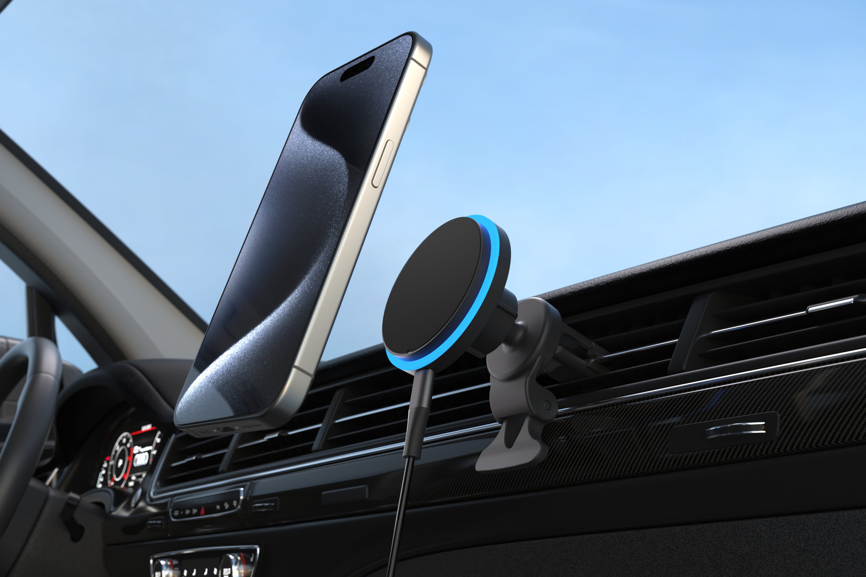 MagSafe Compatible 2-in-1 Dashboard and Air Vent Wireless Charging Mount