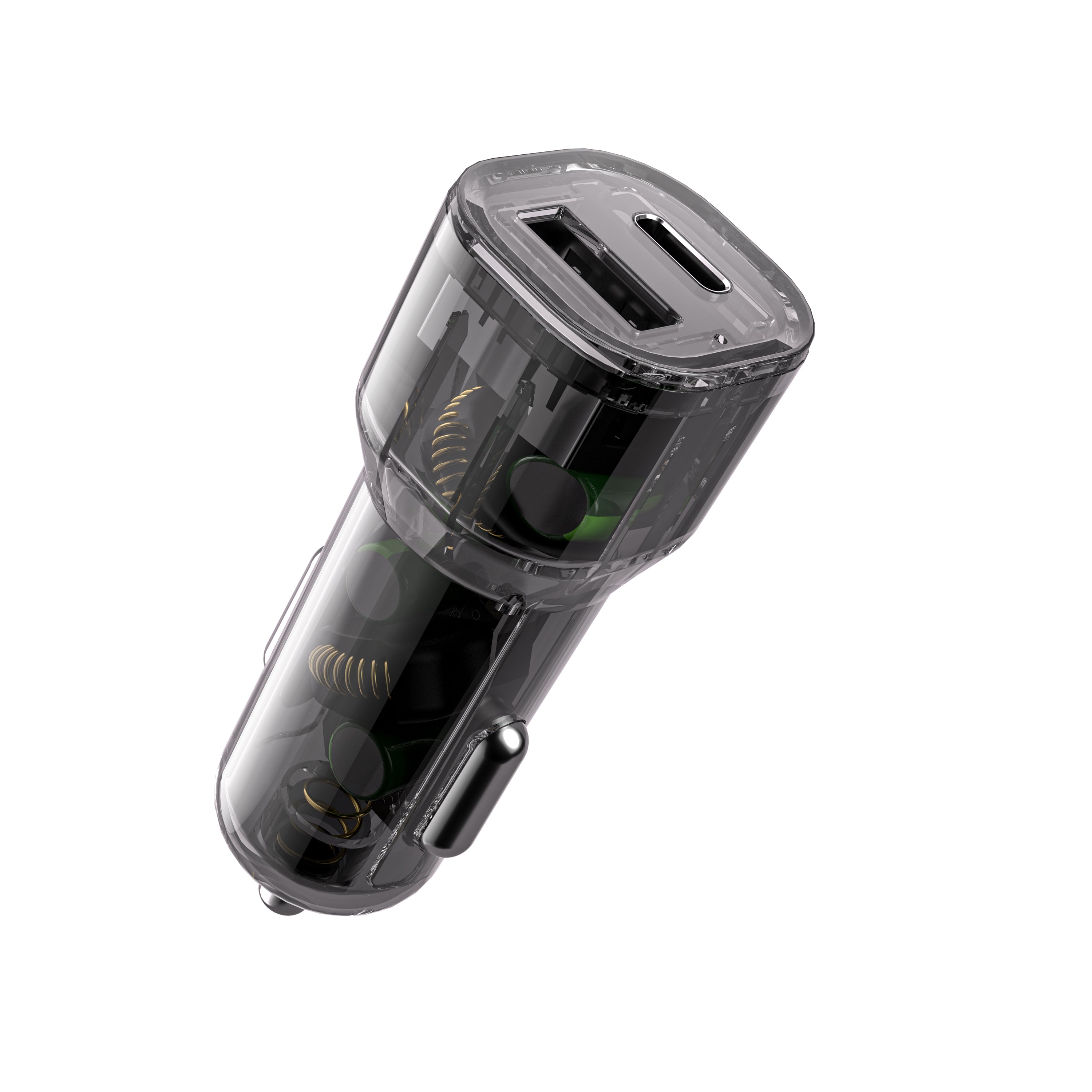Clear 20W Car Charger with 1x USB-C and 1x USB-A