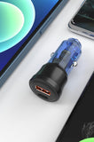 Clear 20W Car Charger with 1x USB-C and 1x USB-A