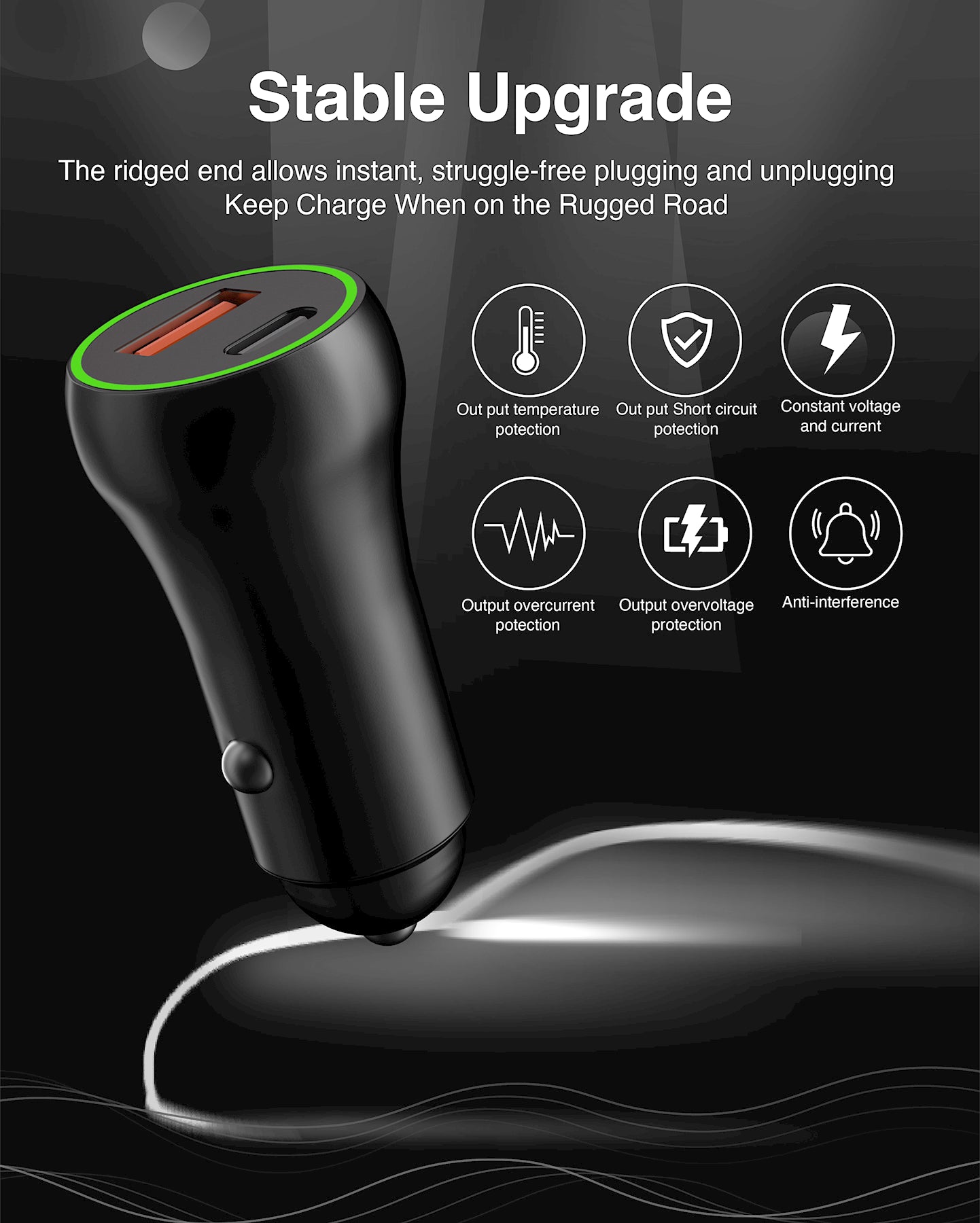 USBPD 30W Car Charger 1x USB-C & 1x USB-A Port- Retail Pack