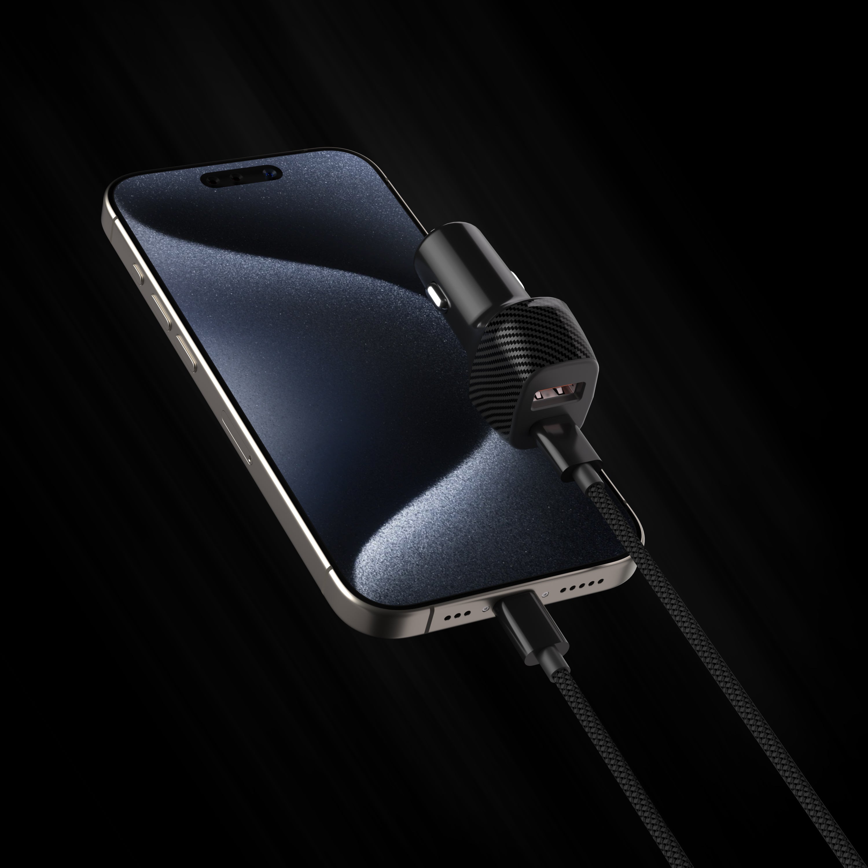 USB-C to USB-C Cable with 30W Car Charger - Black