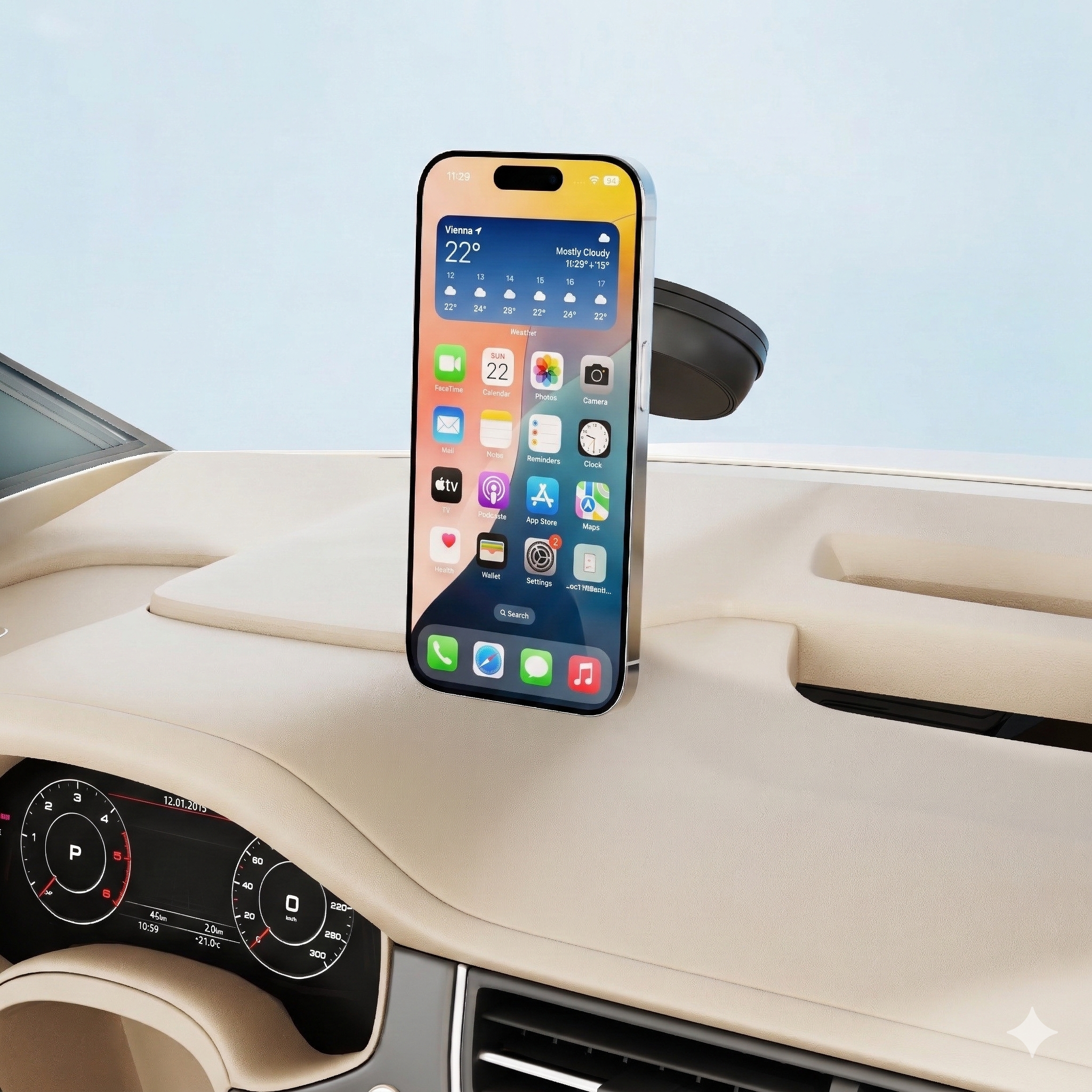 360° Rotating Vacuum Suction Magnetic Car Phone Mount – 2-Pack