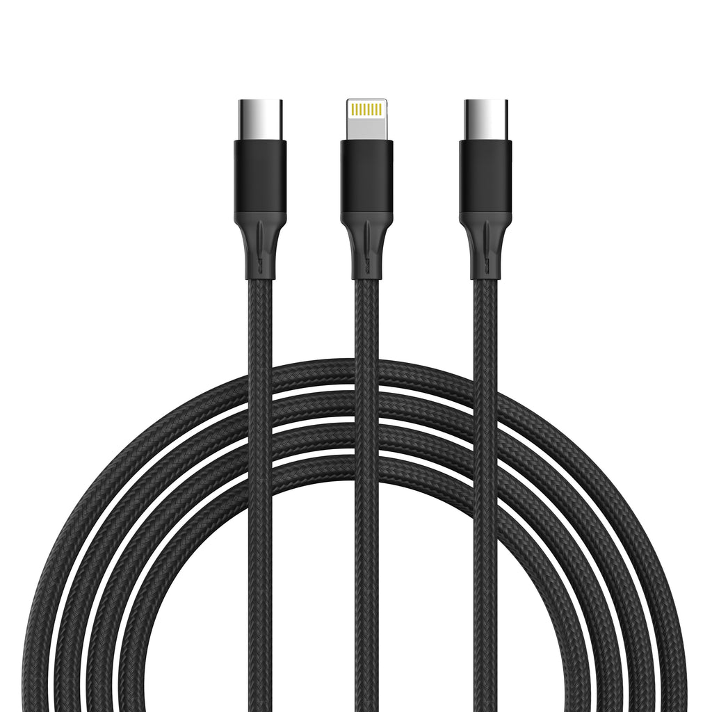 2-Pack 3-in-1 Charging Cable - Black & Pink