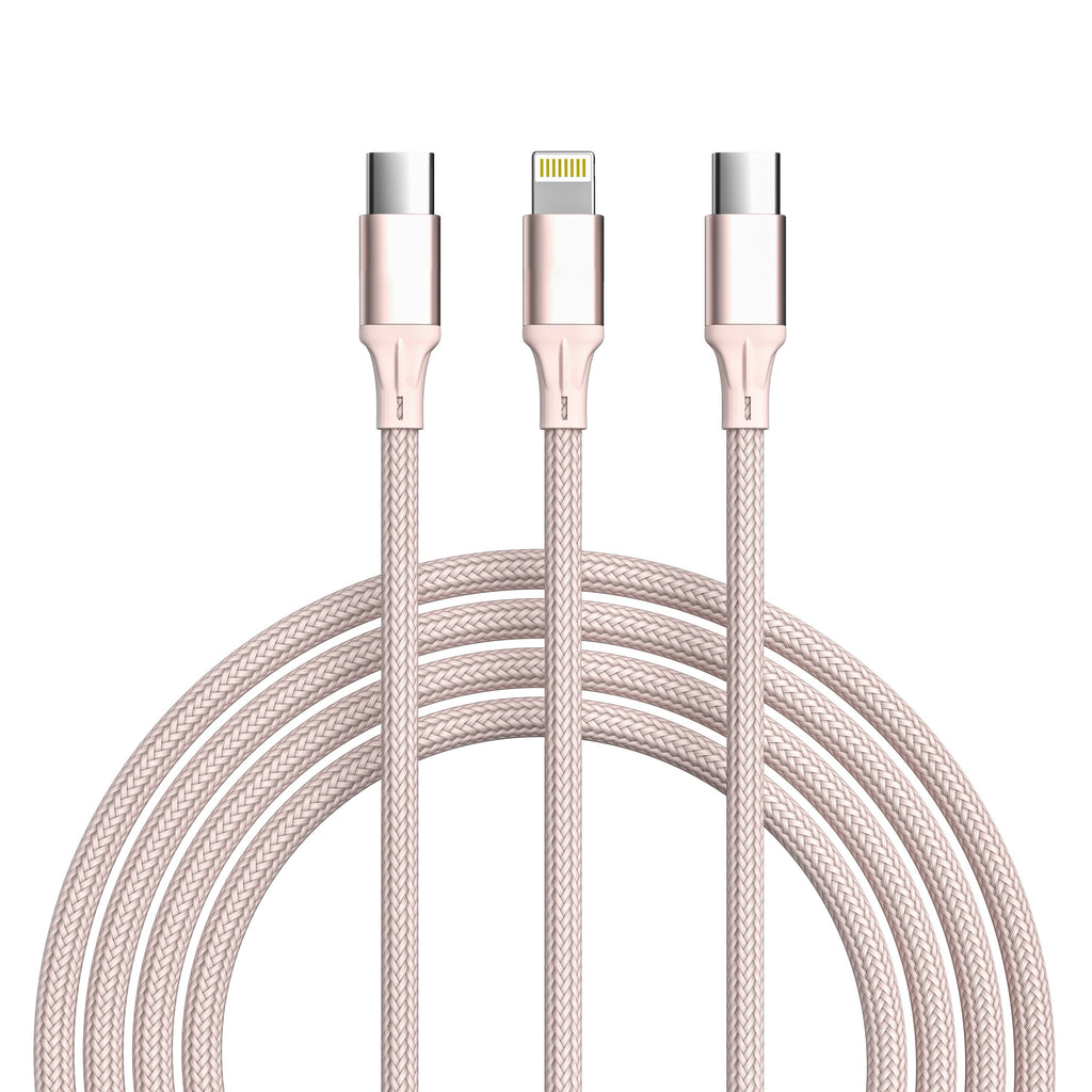 2-Pack 3-in-1 Charging Cable - Black & Pink