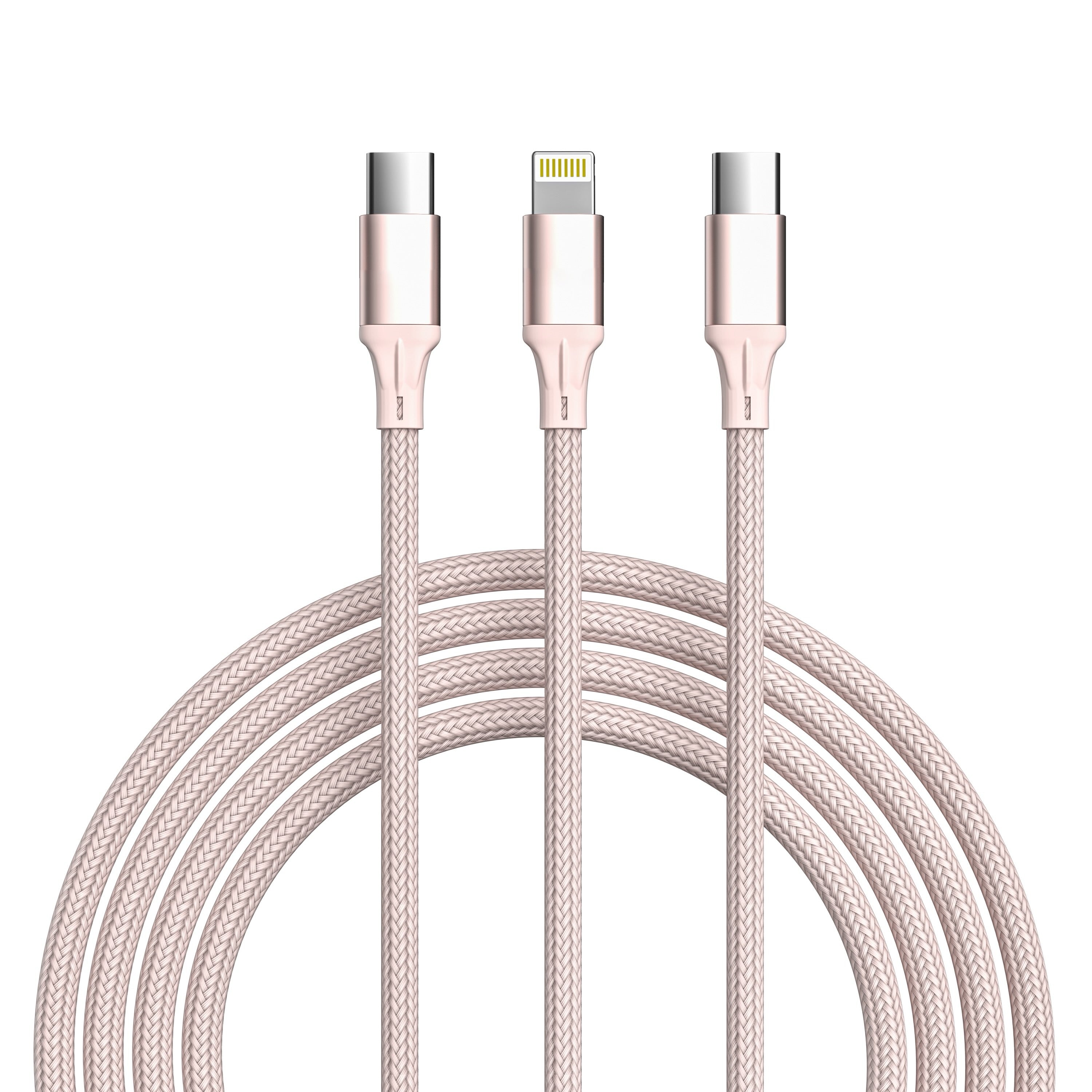 2-Pack 3-in-1 Charging Cable - Black & Pink