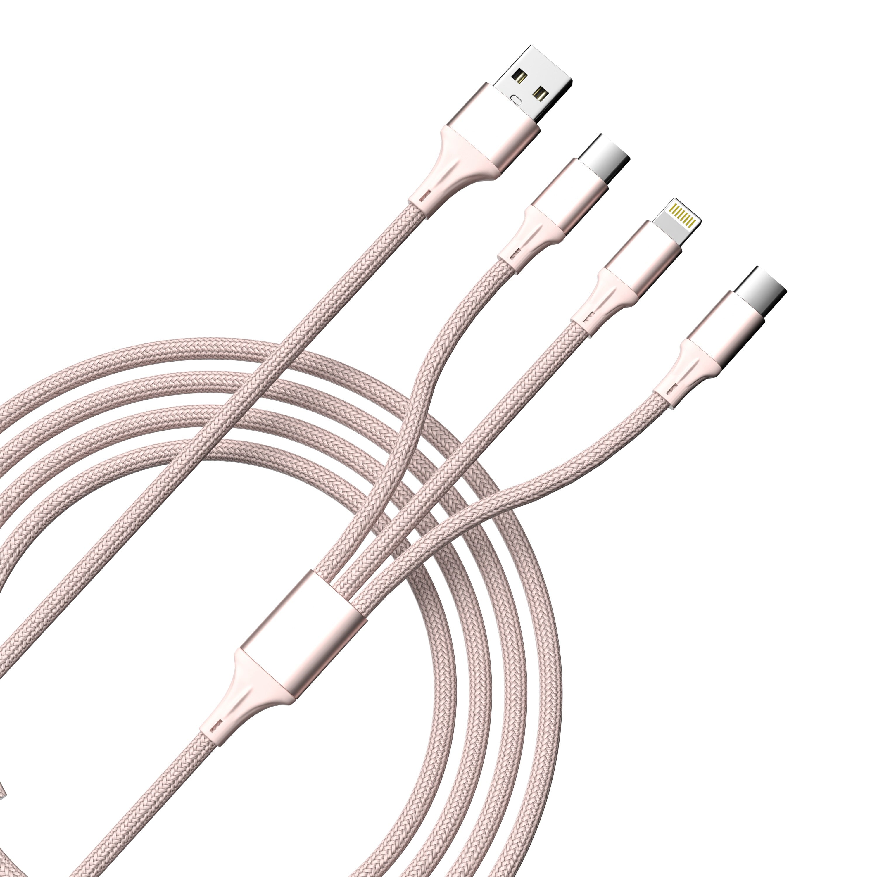 2-Pack 3-in-1 Charging Cable - Black & Pink