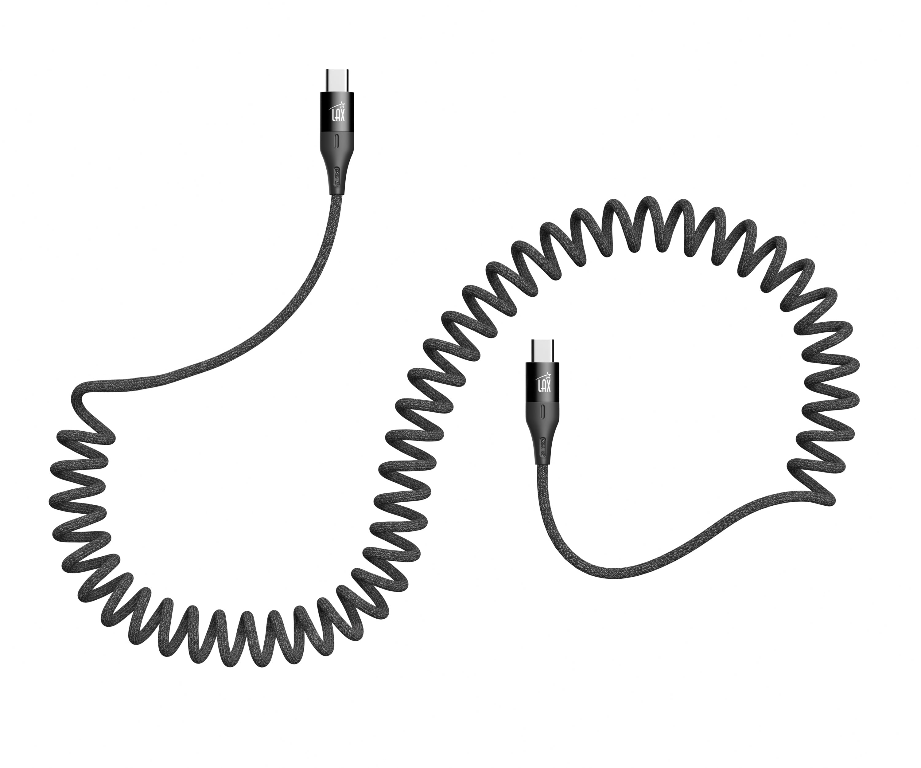 LAX Coiled USB-C to USB-C Fast Charging Cable – 6ft