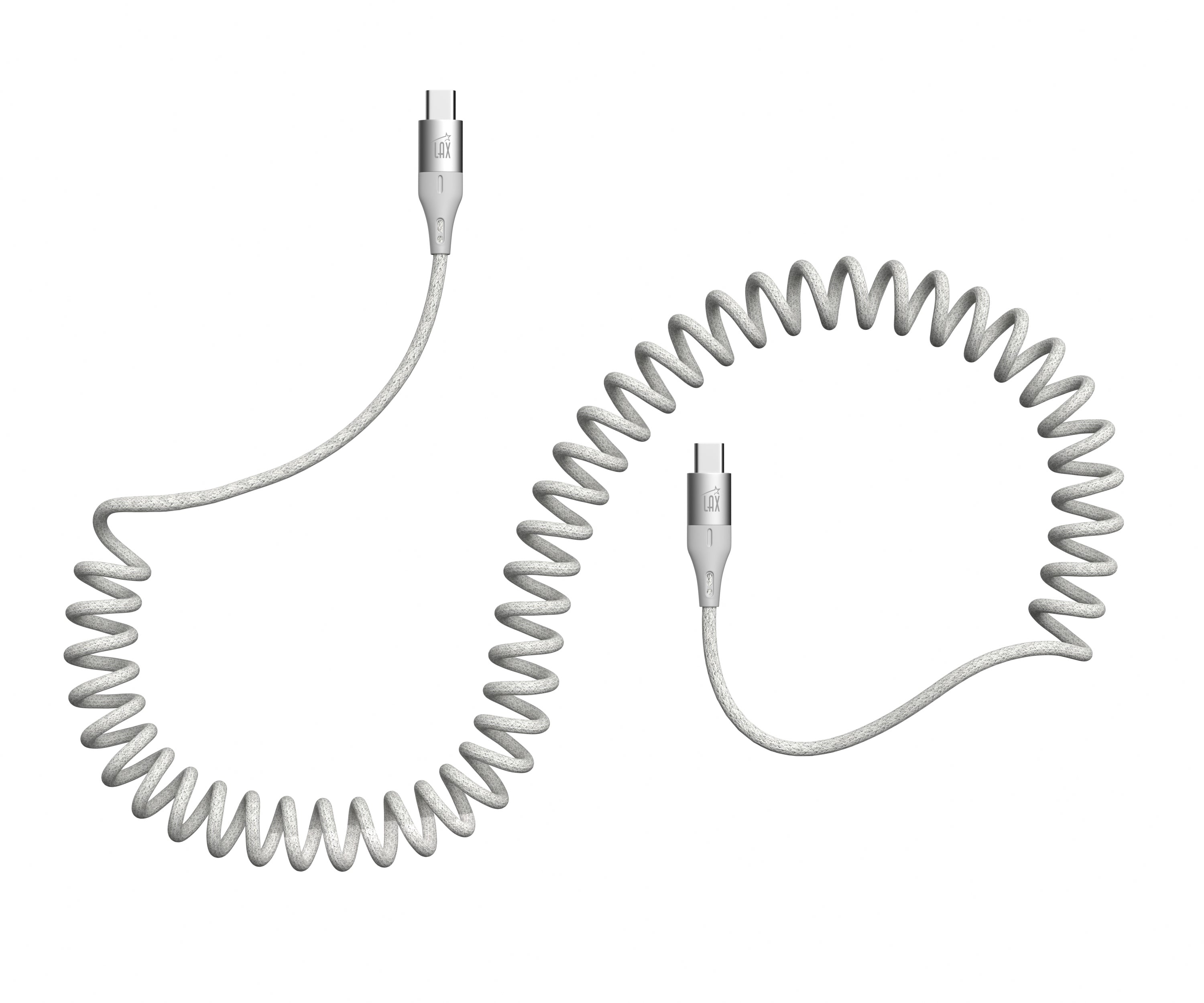 LAX Coiled USB-C to USB-C Fast Charging Cable – 6ft