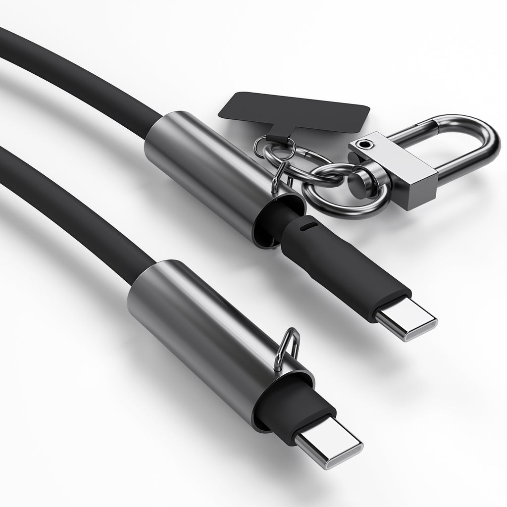 Crossbody USB-C Charging Cable Soft Silicone – 2-Pack Black