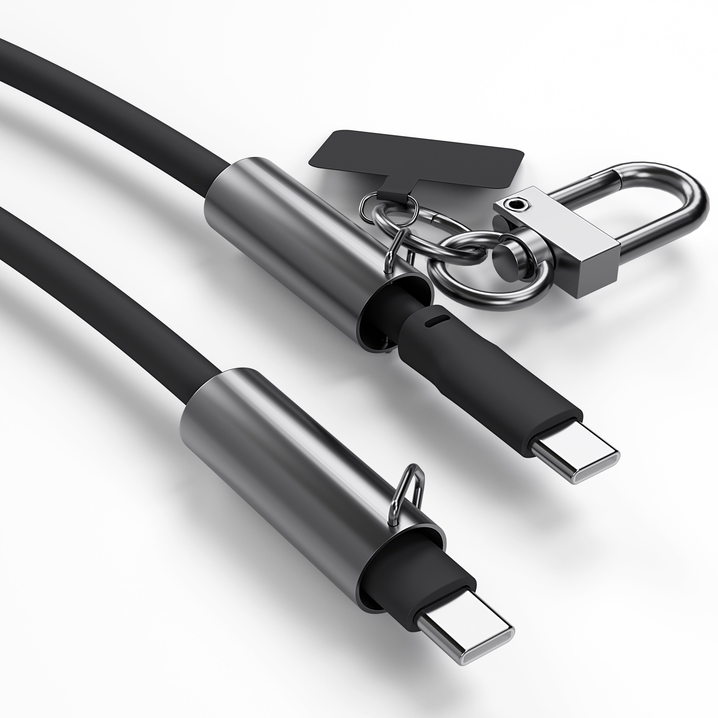 Crossbody USB-C Charging Cable Soft Silicone – 2-Pack Black