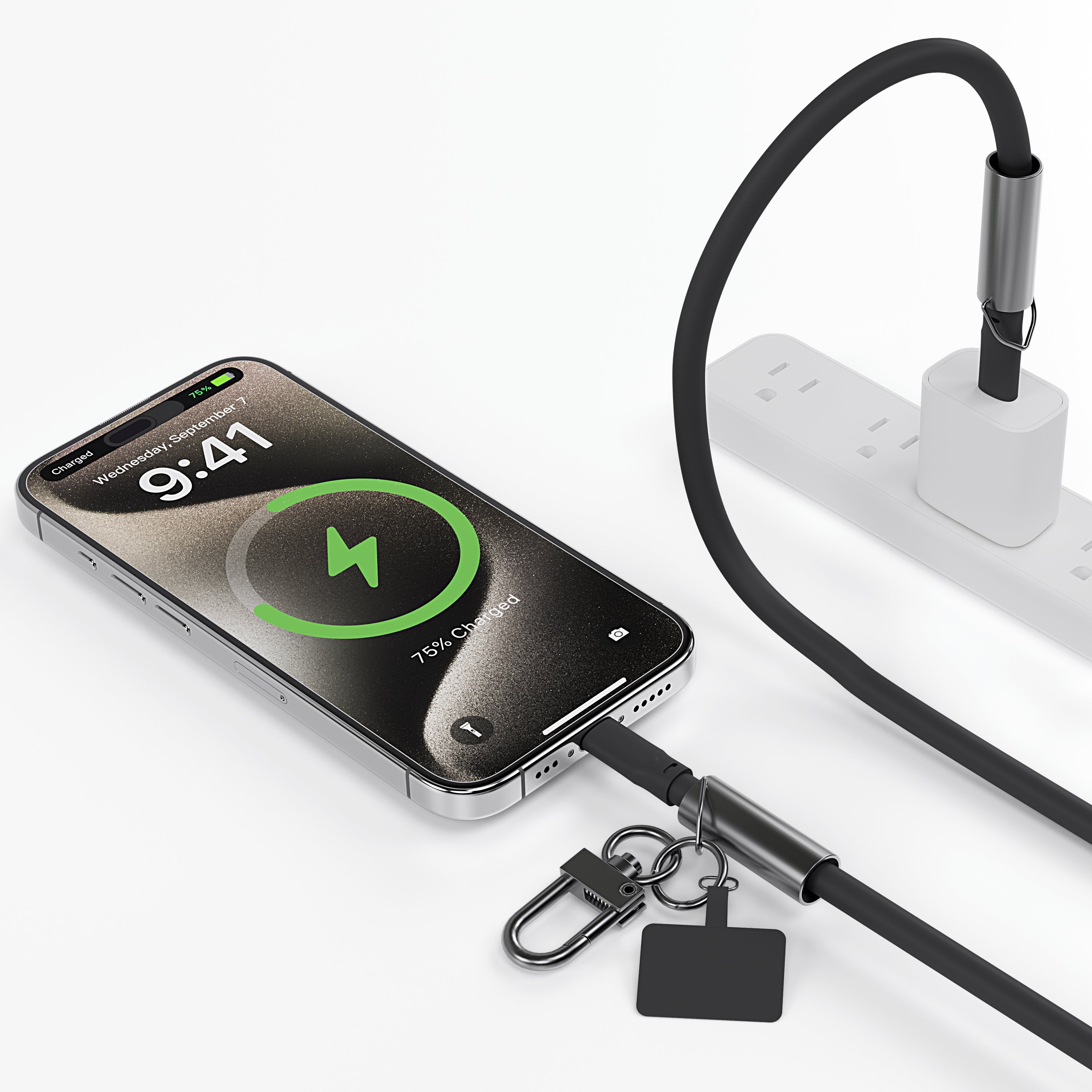 Crossbody USB-C Charging Cable Soft Silicone – 2-Pack Black