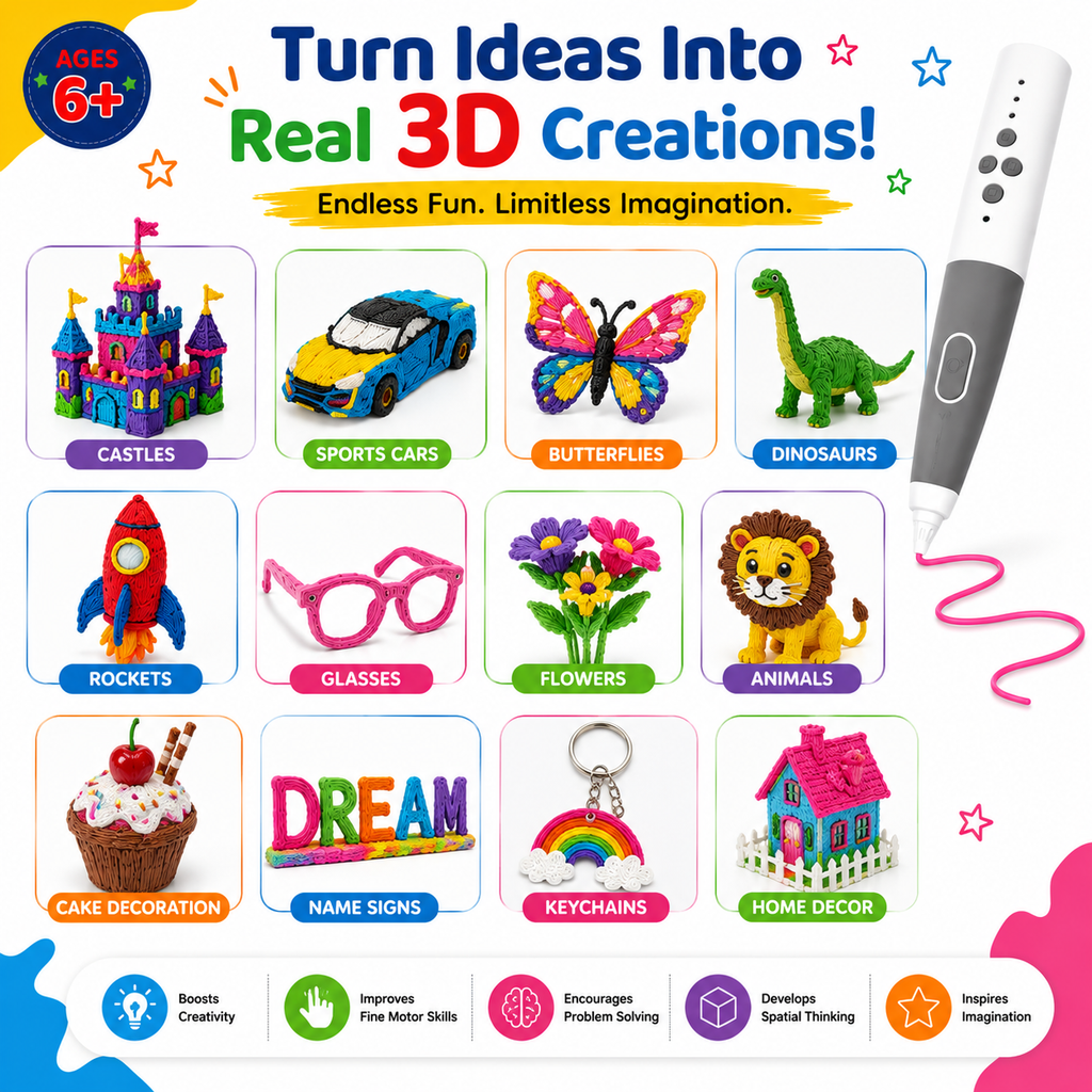 3D Printing Pen Kit for Kids – Wireless STEM Art & Craft Set