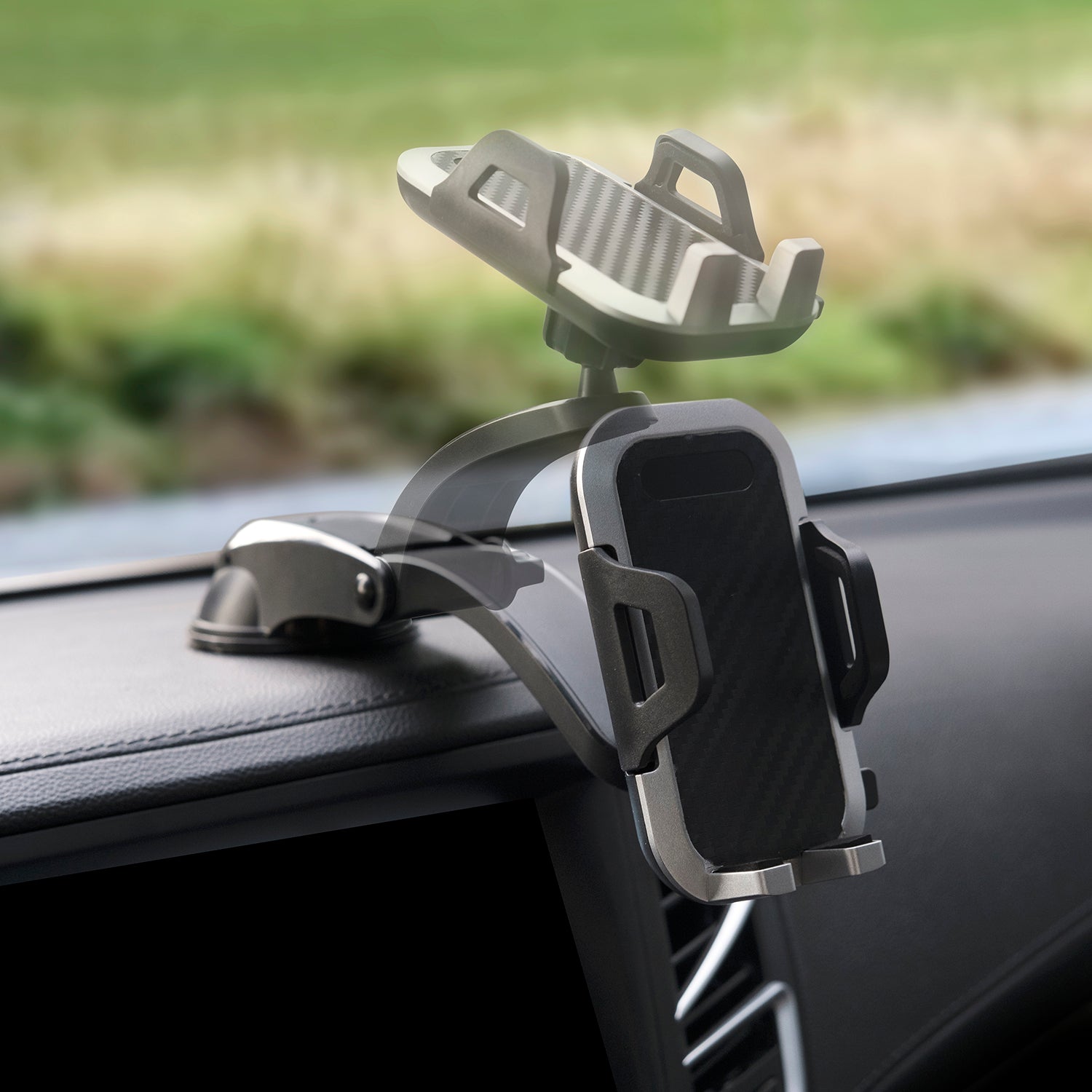 LAX Ergonomic Dashboard Cradle Car Mount - Carbon Fiber