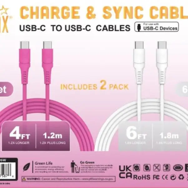 LAX - 2-Pack Linear USB-C to USB-C Cables – 4ft & 6ft