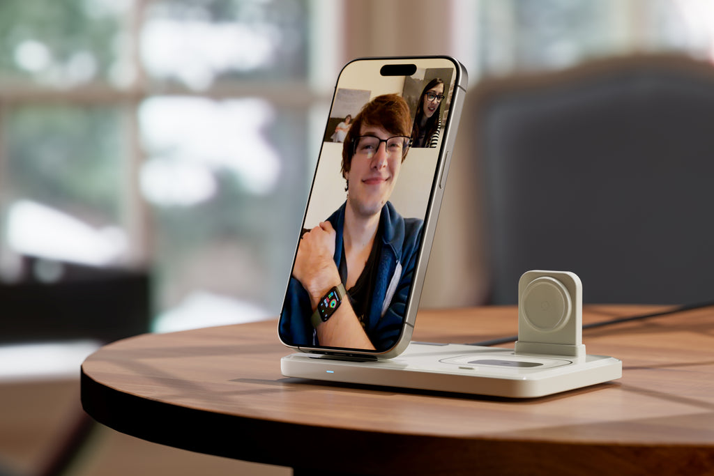 LAX Flat Folding 3-in-1 Wireless Charger with Pop Out Watch Charging Stand for iPhone, Android & Airpods