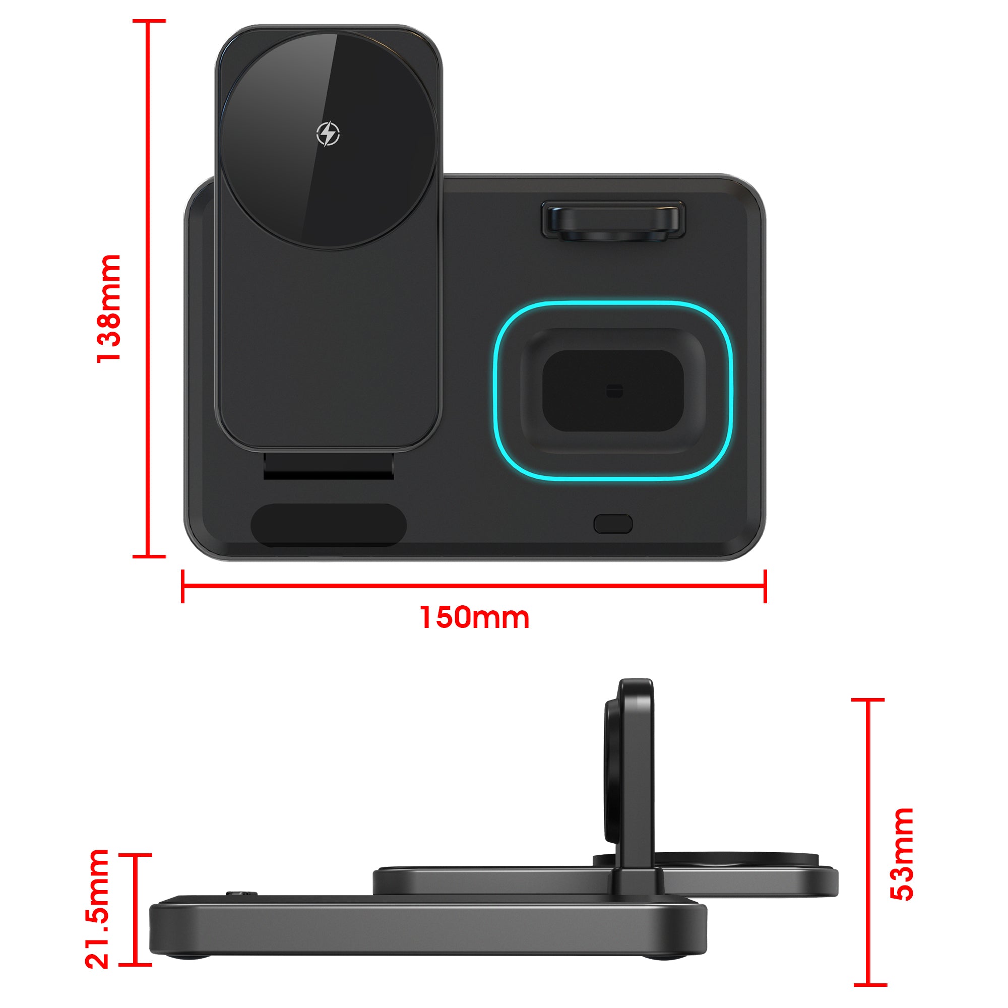 Folding 5-in-1 Wireless Charger - Black