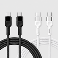 2-Pack Lace USB-C to USB-C Cables – 4ft White & 6ft Black